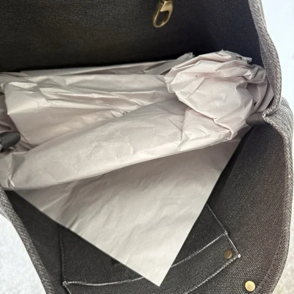 New Portland Leather Goods Big Big Tote Grey Black Canvas Leather RARE HTF - Picture 6 of 6